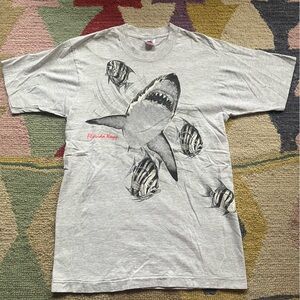 Vintage Florida Keys Qualitees 1991 Gray Shark and Angelfish T-Shirt